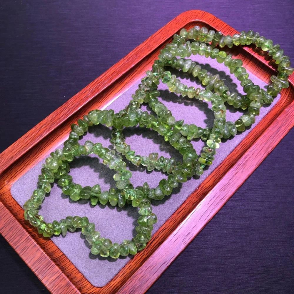 1PCS Natural Green Olivine Rough Stone Bead Bracelet Handmade Fashion Jewelry Yoga Healing Strength Energy Gift