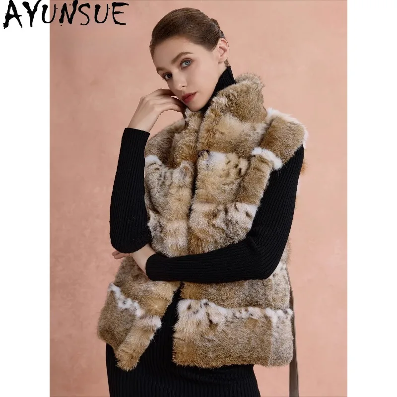 

Женский меховой жилет AYUNSUE из лисьего меха, короткая стильная шуба из натурального меха, новинка в женской верхней одежде