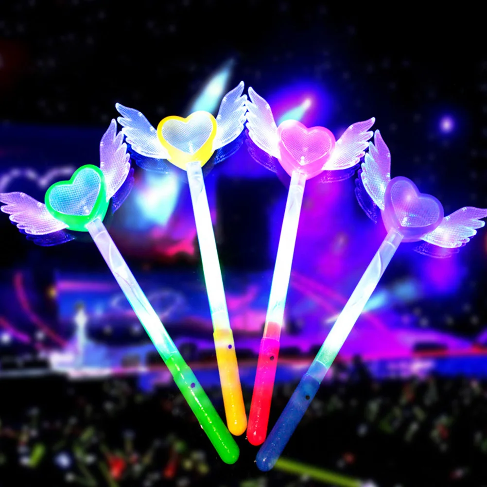 

4 Pcs Glow Stick Light Sticks Party Flashing Heart Wand Heart-shaped