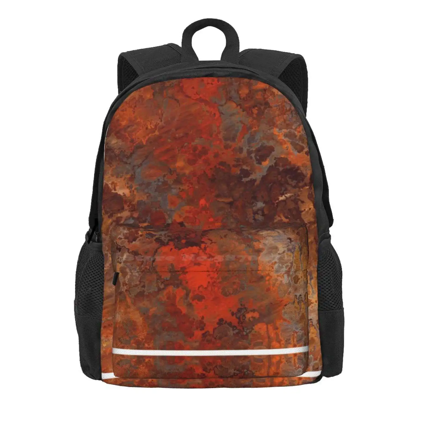 Gold And Rust Hot Sale Schoolbag Backpack Fashion Bags Gold Rust Copper Abstract Metal Pour Painting