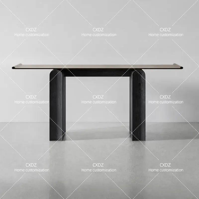 Nordic Minimalist Rectangular Entrance Table Black High End Home Decoration Console Wabi Sabi Style