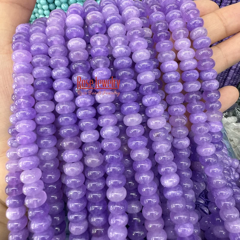 Natural Stone Lavender Amethyst Rondelle Abacus Beads Round Loose Beads for DIY Jewelry Making Bracelet Necklace 5x8mm 15\