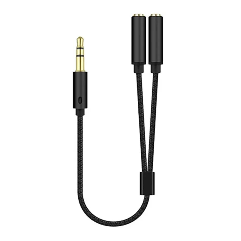 Headphone Splitter 3.5mm Extension Cable Audio Stereo Y Splitter Hi-Fi Sound 3.5mm Male To 2 Female Ports Earphone Cable Adapter