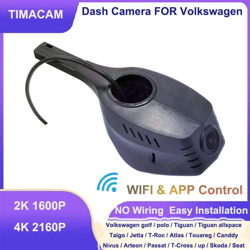 2K 4K Dash Cam Car DVR for Volkswagen VW Passat Tiguan golf polo Atlas Taigo Jetta T-Roc Touareg Canddy Nivus Arteon for Skoda