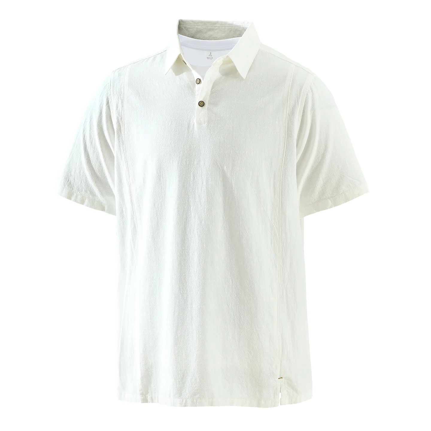 

Loose Fit Men's Short Sleeve Cotton Linen Shirt Vintage Japanese Style Casual Fashionable Overhead Top Pure Color Turn-down C...