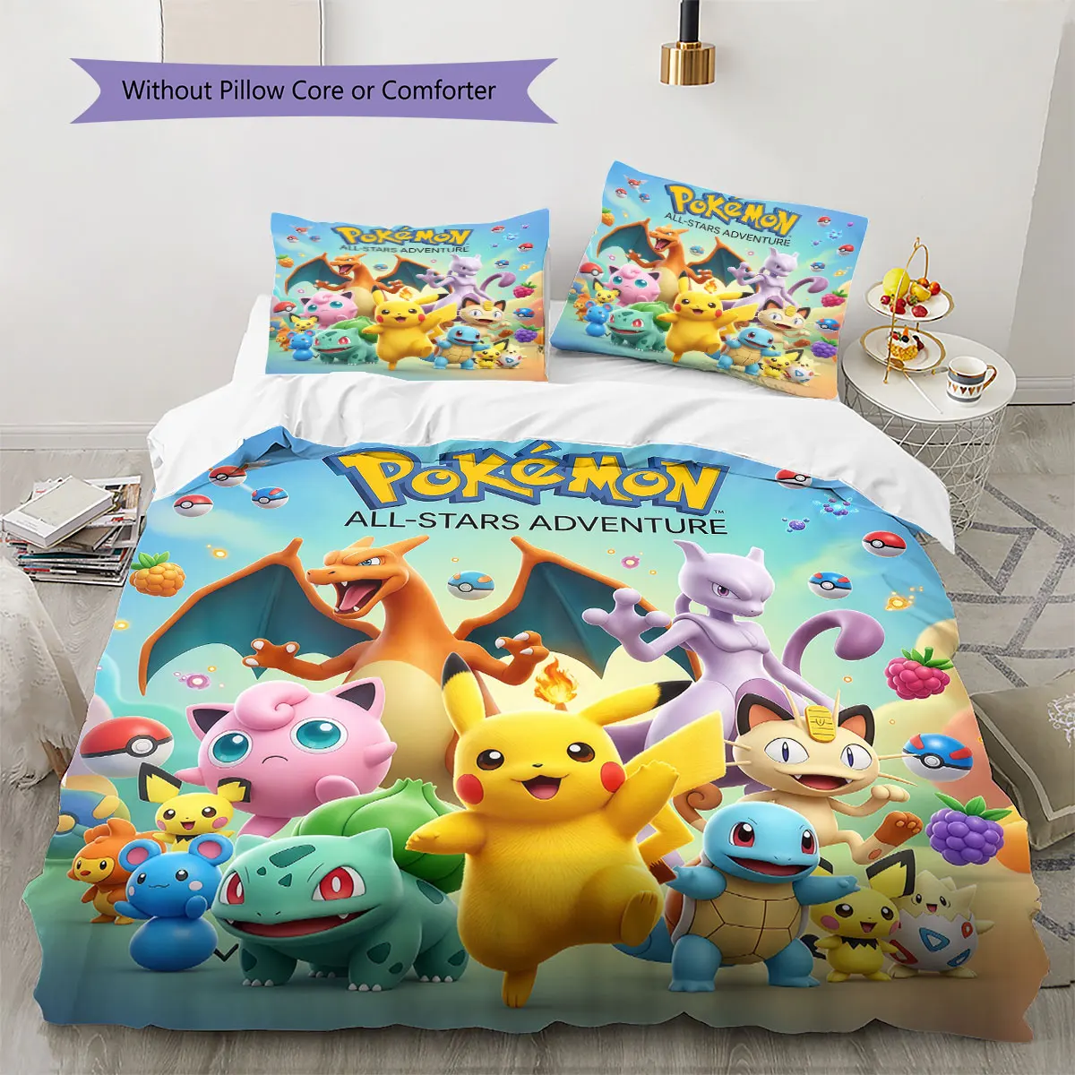 Pokemon Soft Duvet Cover Children's Bedding Set,Extra Large Size Birthday Gifts Various Sizes Available -HE215