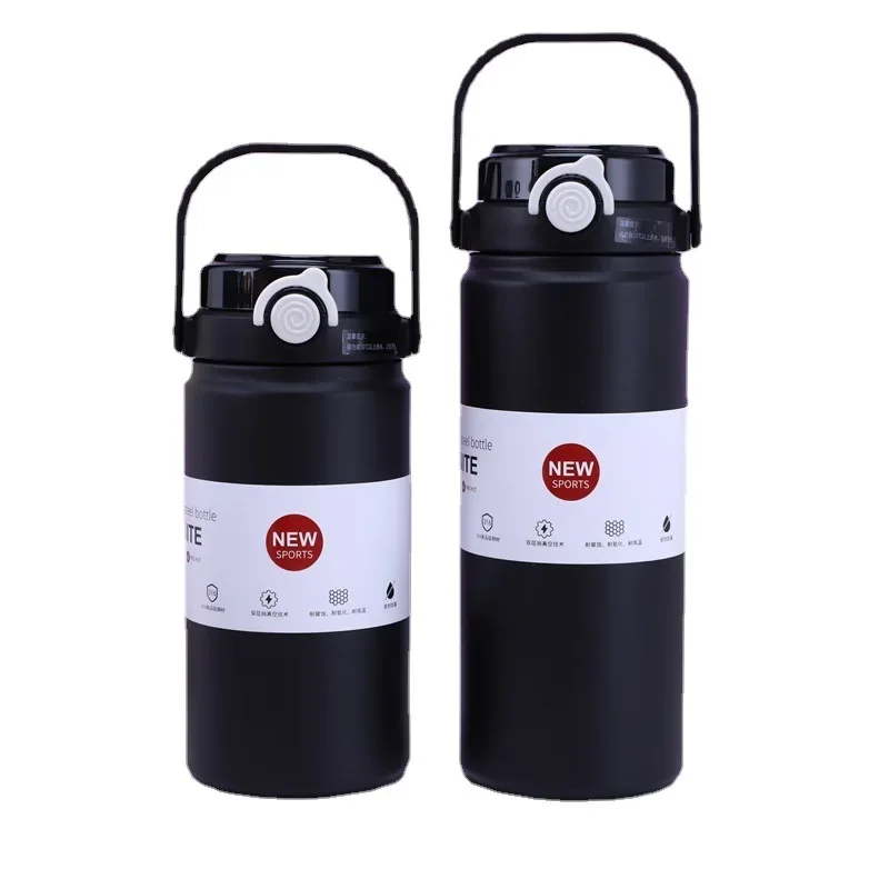 1L/1.2L bottiglia d'acqua termica in acciaio inox Thermos boccetta sottovuoto con bicchiere di paglia portatile bevande calde fredde Thermos tazza palestra