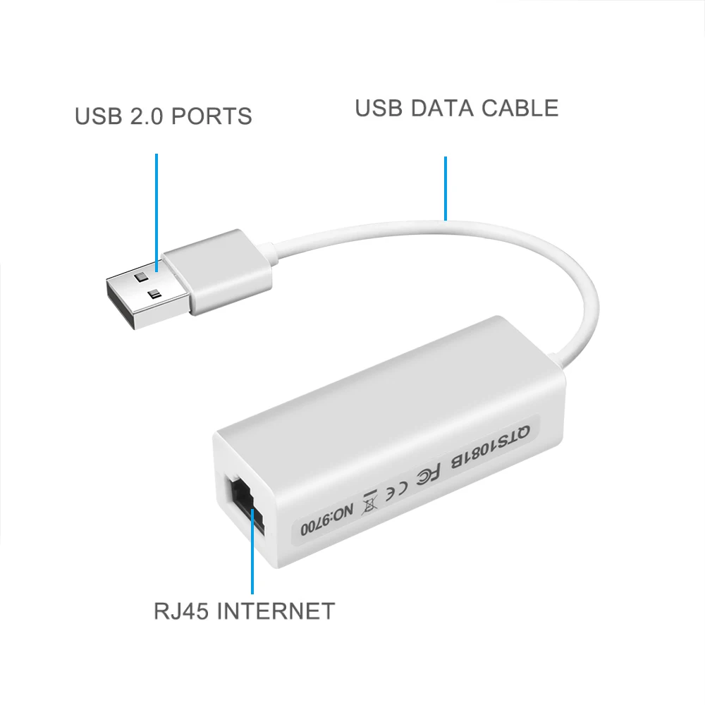 USB Internet Adapter Network Card USB2.0 To Internet RJ45 Lan For Windows 7/8/XP Computer PC Laptop USB Ethernet Adapter 100Mbps