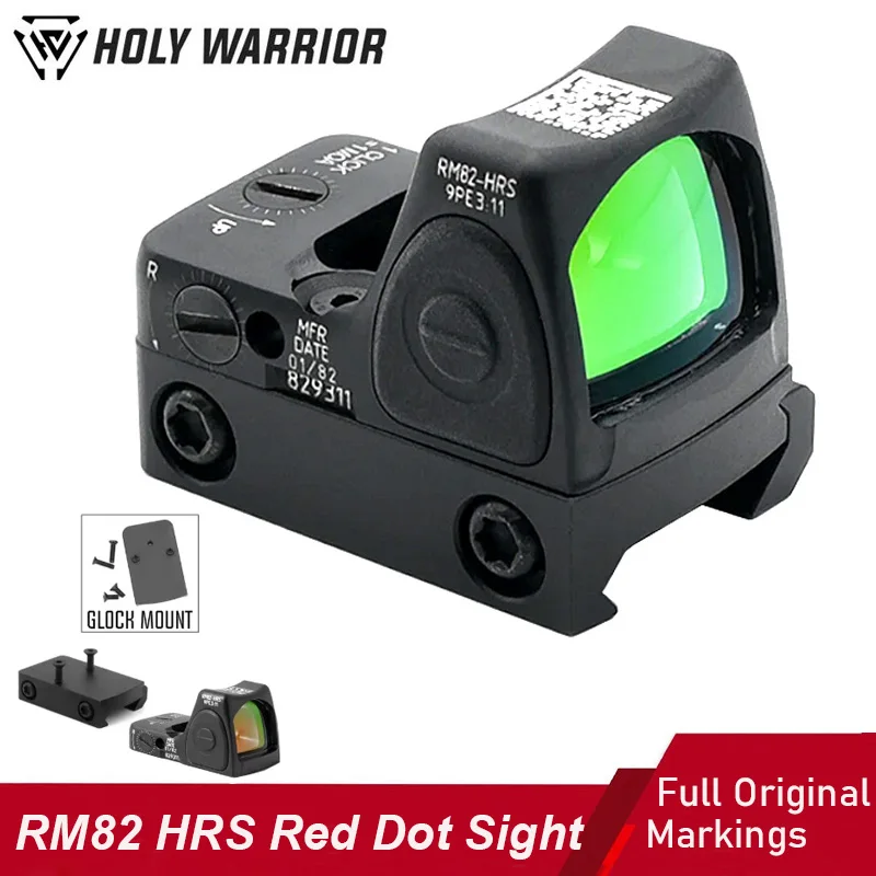 

Holy Warrior RM82 HRS Red Dot Reflex Sight Collimator Pistol Hunting Rifle Scope For Glock 17 19 Picatinny Rail Aluminum Housing