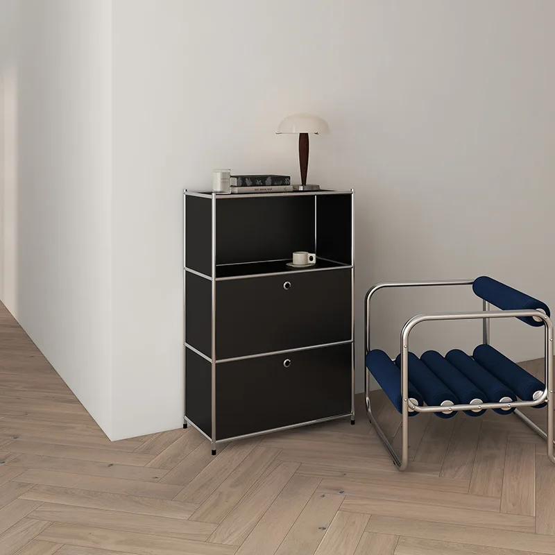 

Stainless steel medieval cabinet Korean ins wind module combination cabinet Household side cabinet