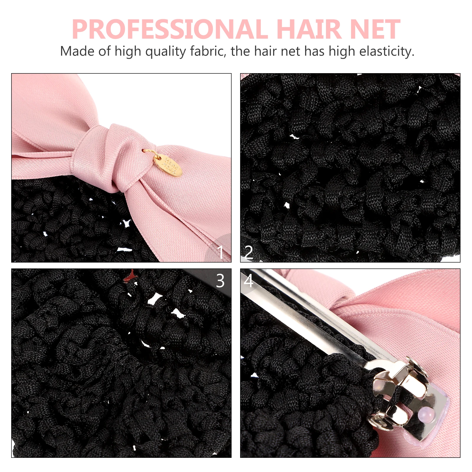 

Professional Hair Snood Mesh Work Headdress Durable Ribbon Fabric Strong Clip Thick Thin Hair Bow Knot Decor Hairpin Accessory