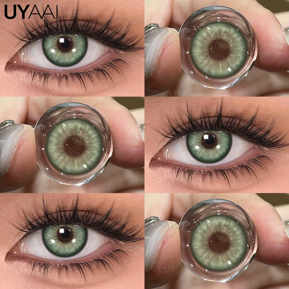 UYAAI 1 Pair Color Contact Lenses for Eyes Graduated Blue Fashion Optical Lenses Green Pupils Gray Natural Eye Contacts