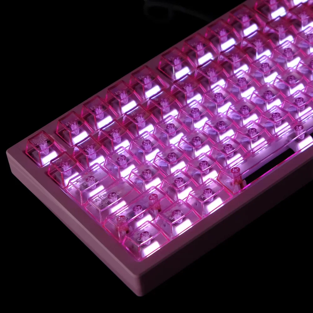 Pink Transparent Cherry Keycap Set 114 Keys PC Material for MX Switch 60/84/90/104/108 Layout Mechanical Keyboards