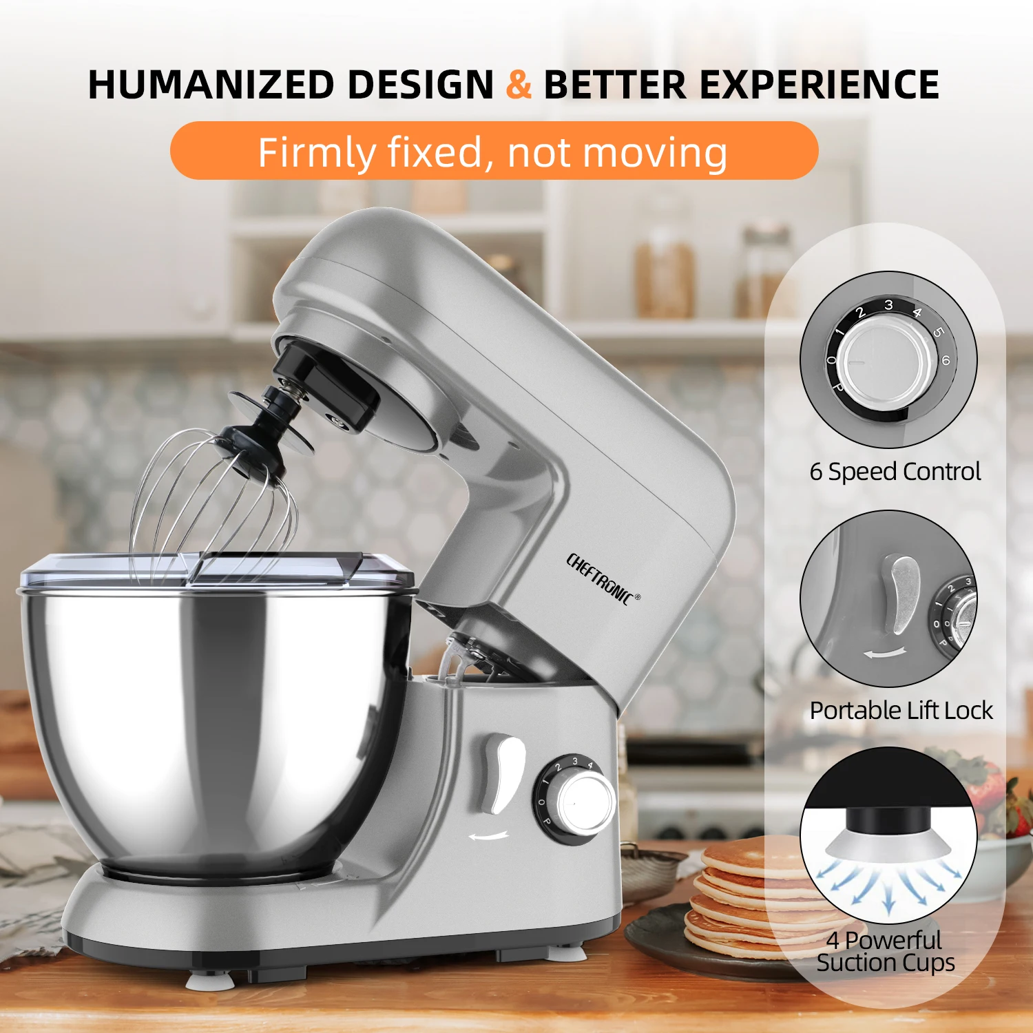 1pc Stand Mixer, 4L Tilt-Head Electric Household Stand Mixer - 1300W 6+P Speed,Food Beater And Butter Beater, EU Plug