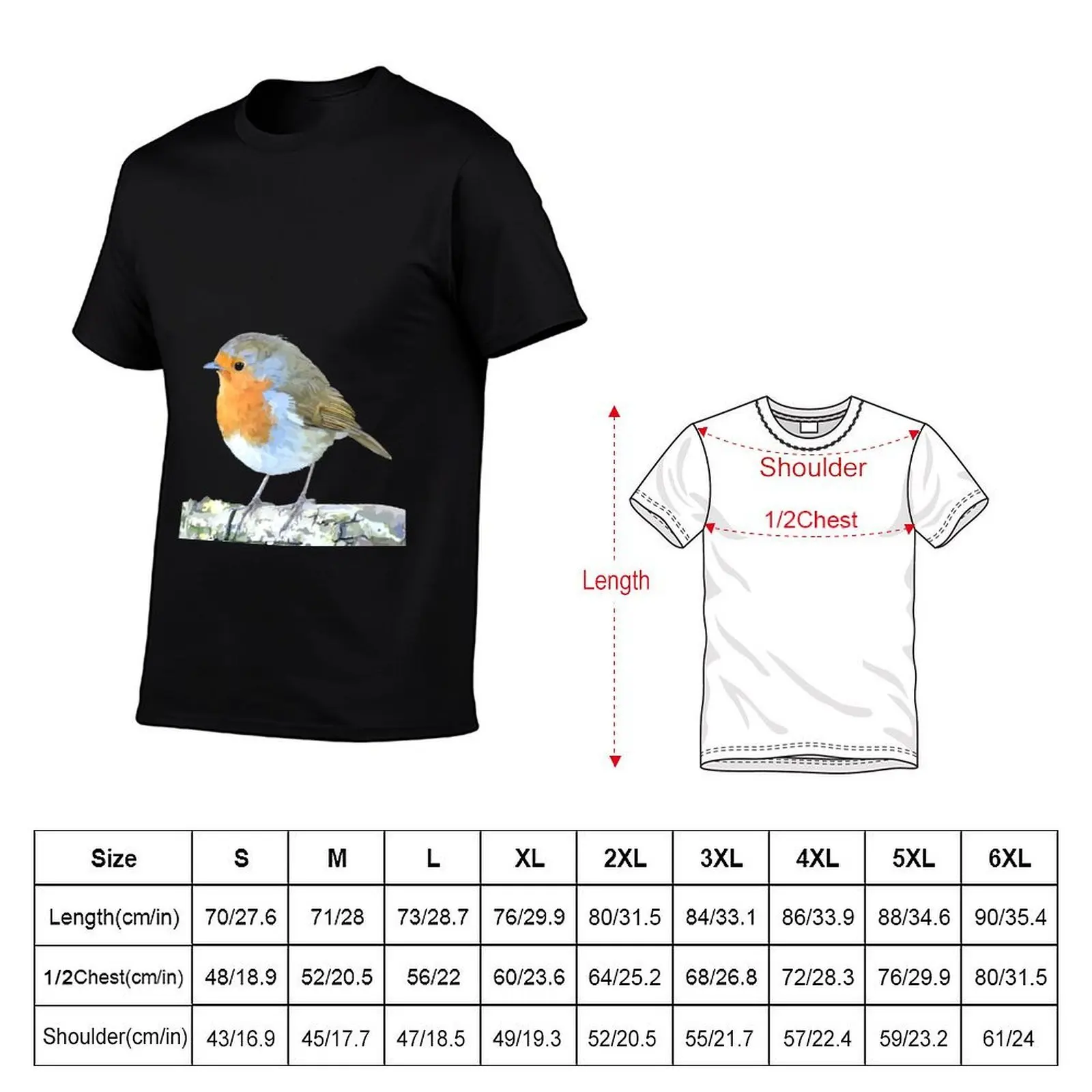Curious Robin And Blue Sky T-Shirt Casual Simple Design Short Sleeve Shirt