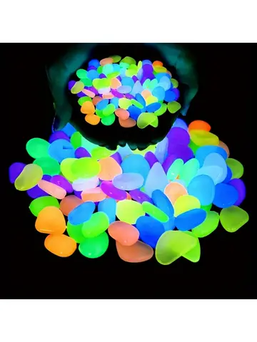 100 pezzi Glow In The Dark ciottoli, pietre luminose In resina per paesaggi, percorsi da giardino, piante In vaso, parchi, decorazioni per acquari,