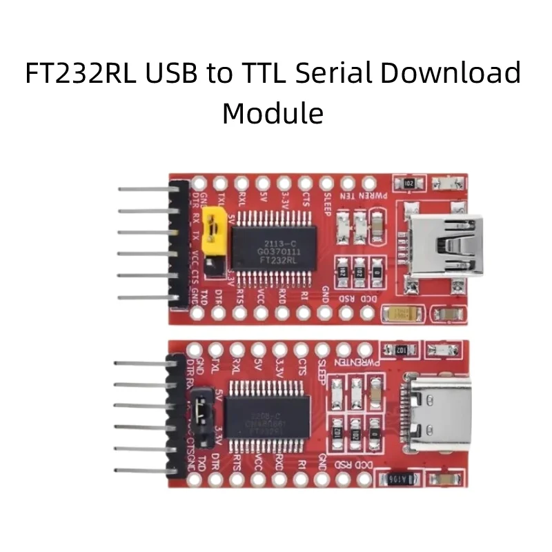 FT232RL USB to TTL Serial Download Burner Module, 3.3V 5V Voltage Switchable for Arduino STM32 AVR Microcontroller Debug