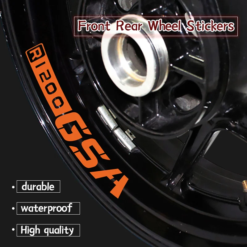 Motocicleta reflexiva adesivo de roda impermeável, adesivos decorativos decalque para BMW R1200GS R1200GSA, borda exterior, 2023