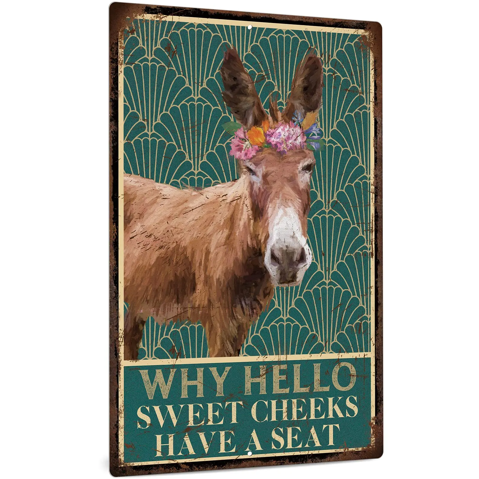 

Decor Funny Bathroom Quote Sign, Retro Donkey Wall Decor for Farmhouse, Office, Home, Toilet, Classroom,