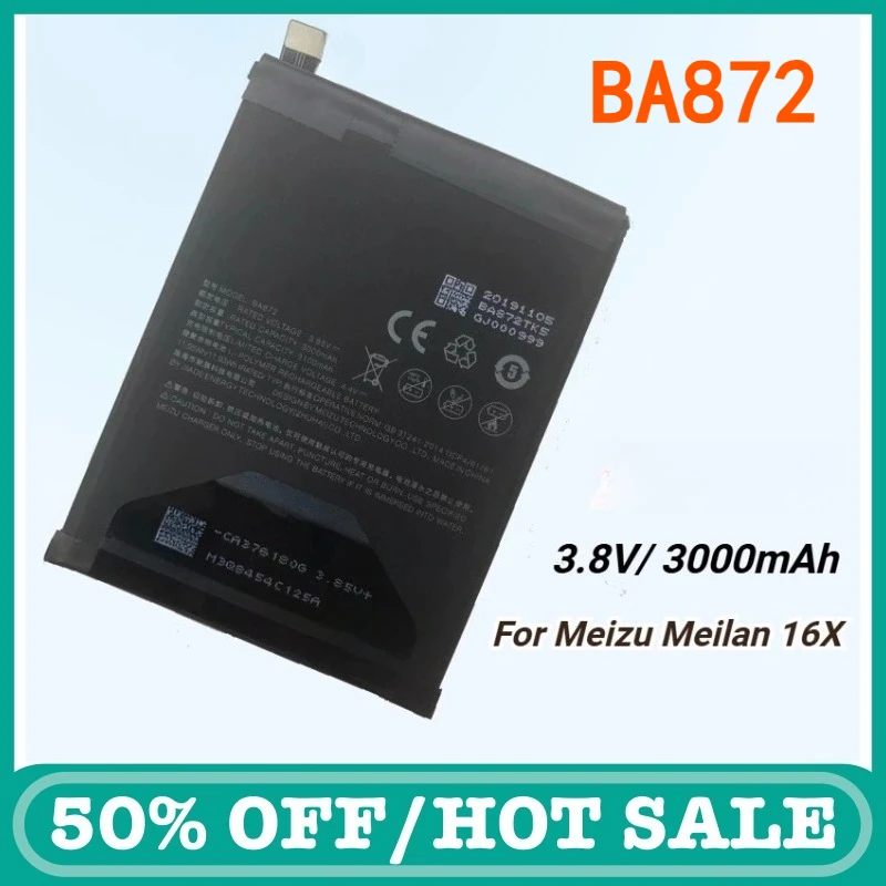 

3.85V-3000mAh BA872 Battery for Meizu Meilan 16X Phone High Quality Rechargeable Batteries Bateria