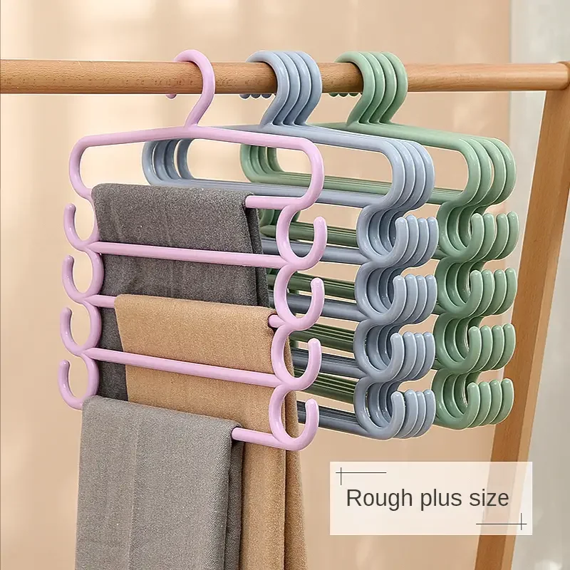 1/2/3pcs Pants Rack Multifunctional Household Saving Space Multi Layer Trousers Hanger Pants Closet Color Clothes Peg 5 Layers