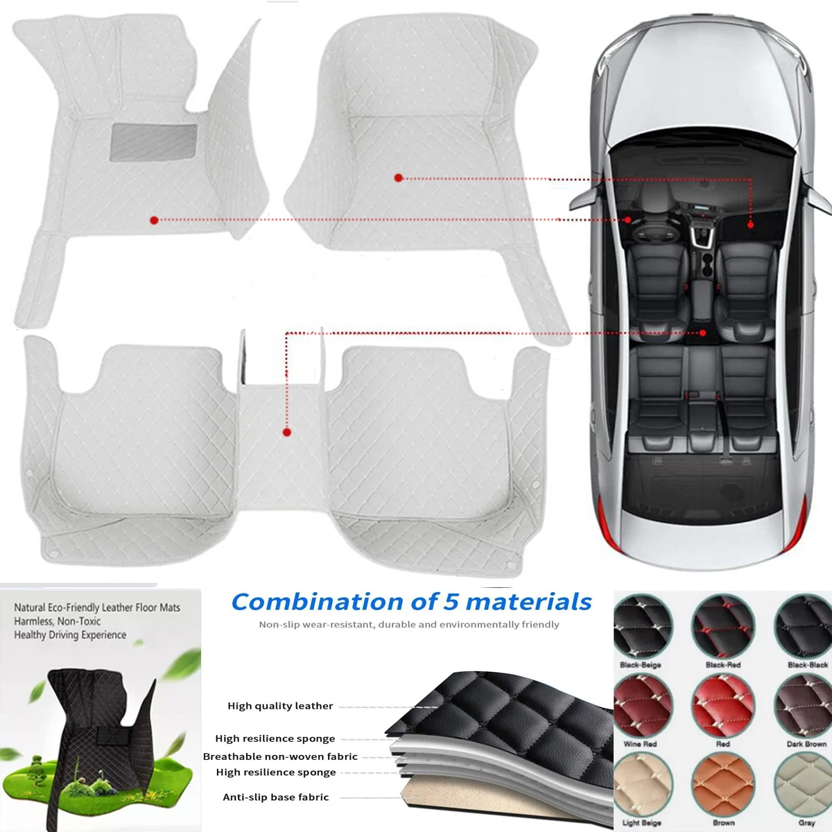 

Custom Car Floor Mats For Buick LA CROSSE 2016-2023 Park Avenue Auto Foot Coche Accessories Waterproof Leather Floor Liners