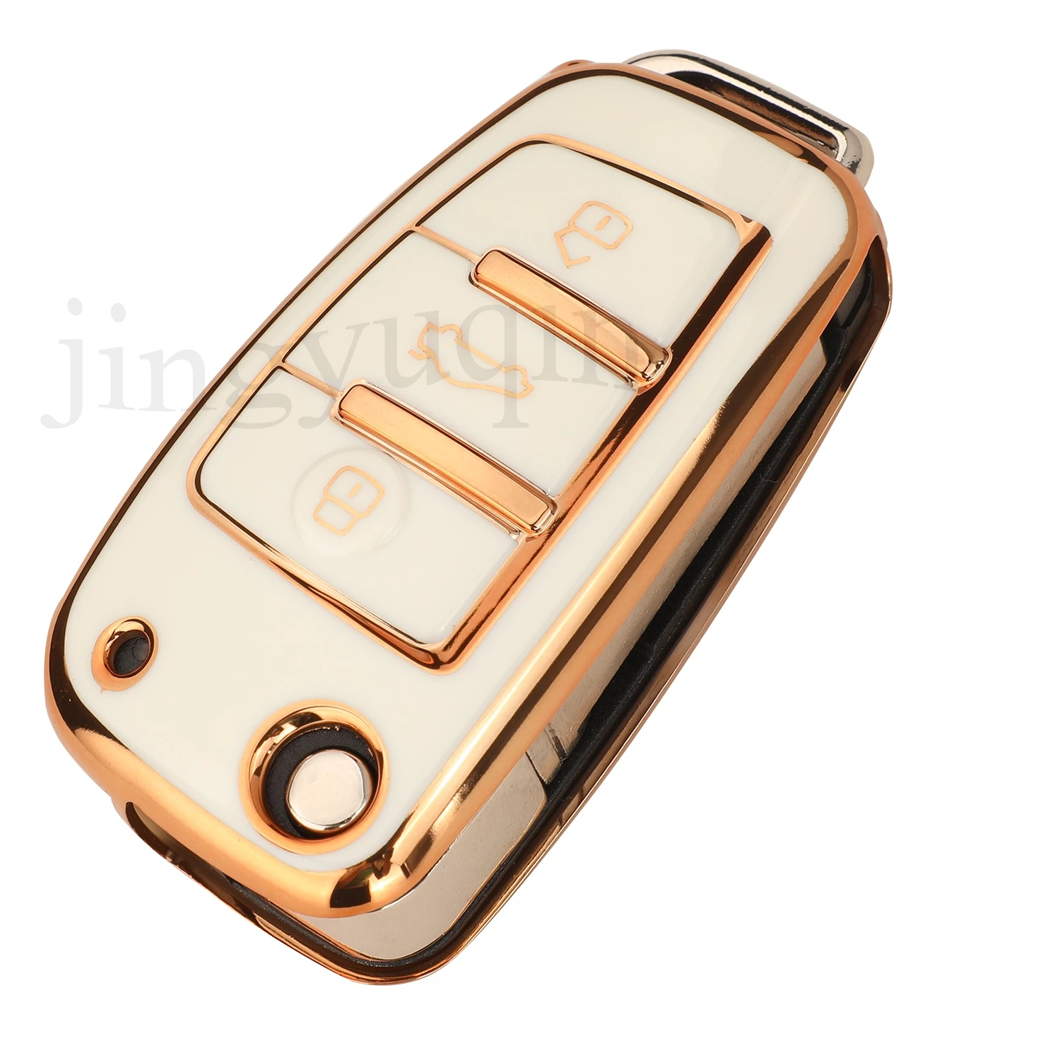 Jingyuqin 3btn นิ่มแฟชั่นเคสกุญแจรถยนต์ TPU FOB สำหรับ Audi A1 A3 8P 8L A4 A5 B6 B7 A6 A7 C5 C6 Q3 Q5 Q7 TT S3 S6 S4