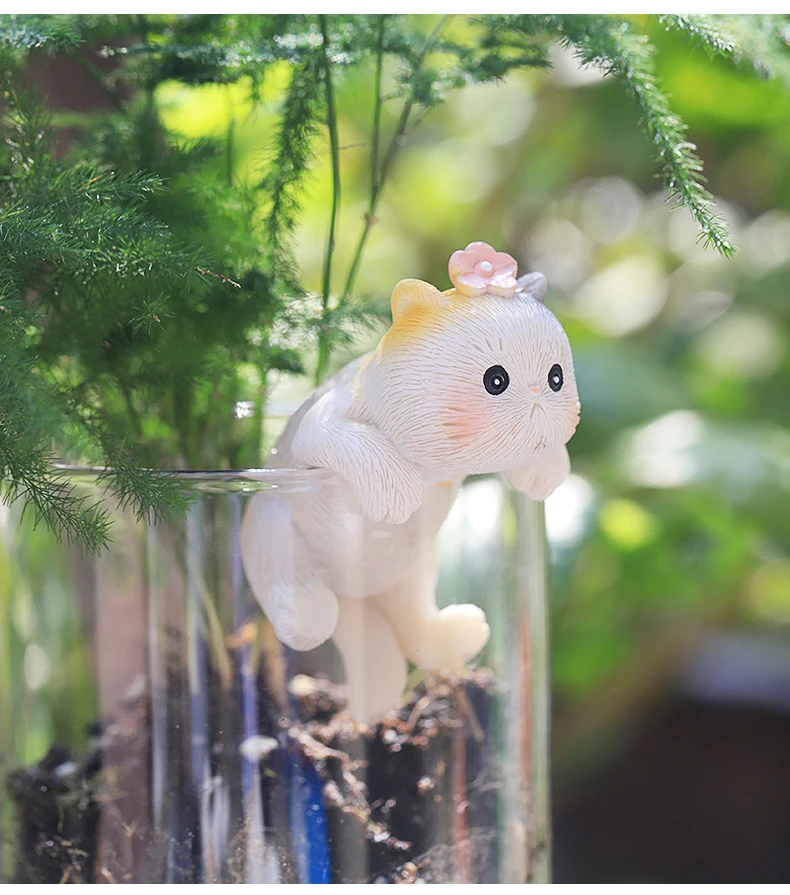 4pcs Climbing Kitten Figurines Cute Hanging Cat Decoration Ornaments for Flower pots, Fish Tank, Micro-landscape Tabletop Decor