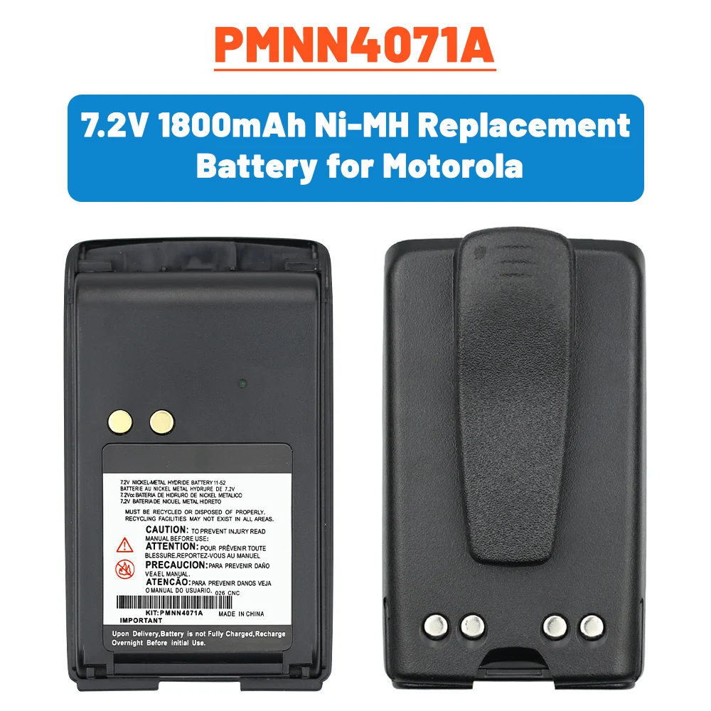 PMNN4071A 1800mAh Ni-MH Replacement Battery for Motorola Mag One A6 A8 A8D BPR40 Two Way Radio Battery PMNN4071 PMNN4071AR