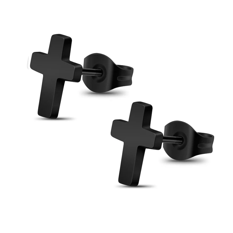 Punk Tiny Cross Earrings Stainless Steel Piercing Jewelry Cross Stud Earrings