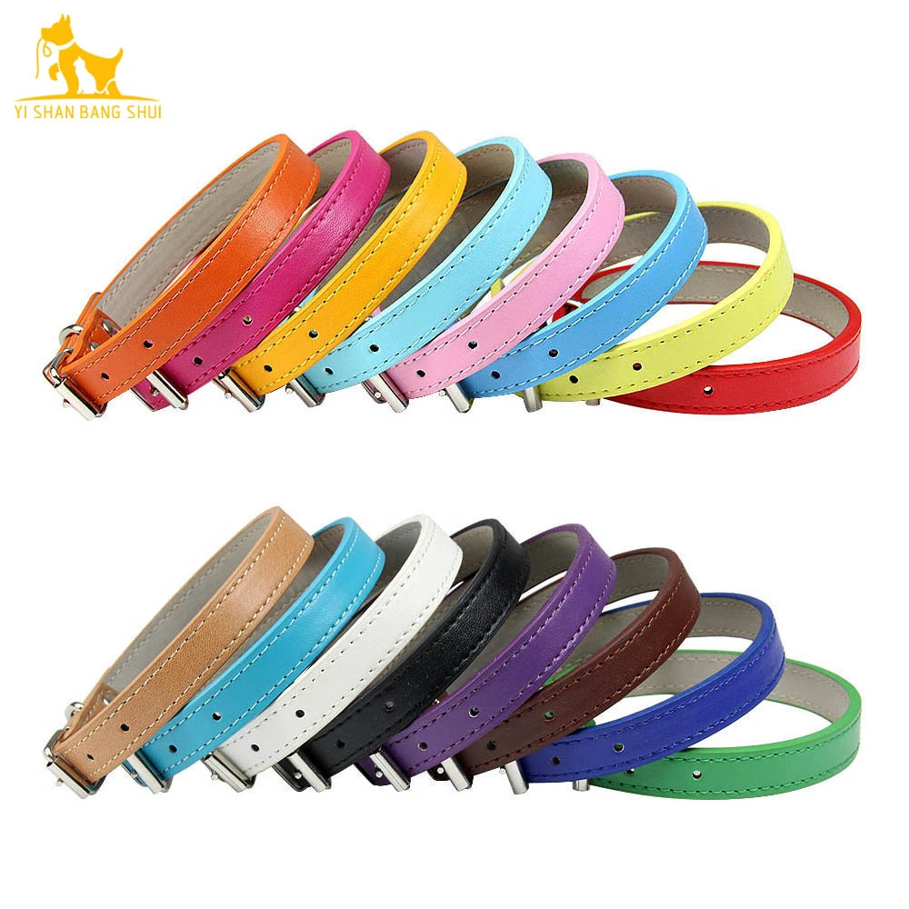 Coleira de couro macio sólida para cachorro, ajustável, alça de pescoço, coleiras seguras para cães pequenos, médios e grandes, gatinho, acessórios para gatos