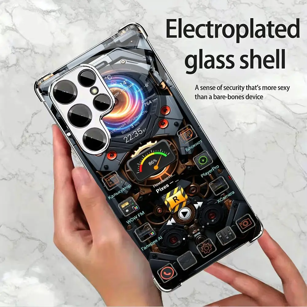 Cyberpunk Control Panel phone case glass s25 ultra case s26 ultra case for Samsung Galaxy S26 S25 S24 S23 S22 FE,Ultra,Plus