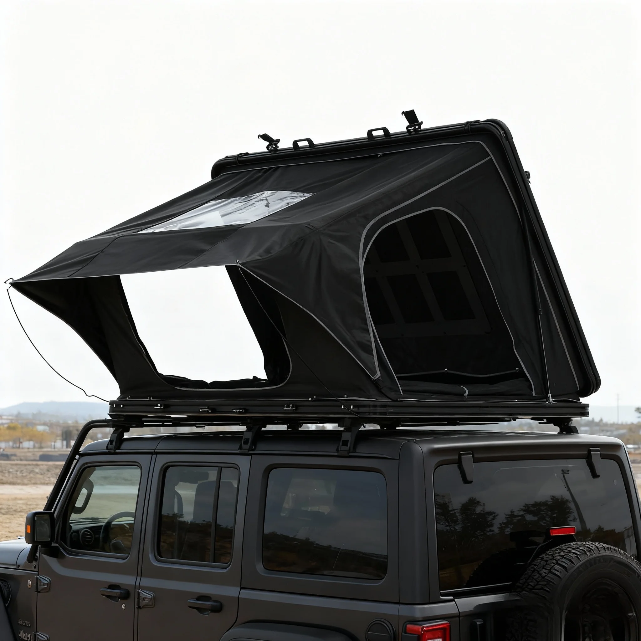 

Aluminum Alloy Oxford Waterproof Double Layer Side Flip Top Tent Quick Opening Large Sunshade RV Camping