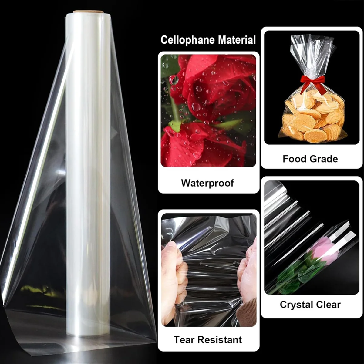 Прозрачный целлофановый рулон, – обзор и цена Cellophane Wrap Clear