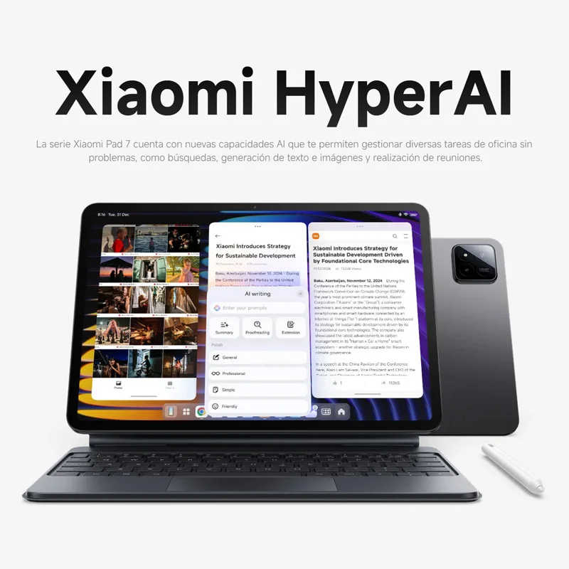 تابلت Xiaomi Pad 7، شاشة 11.2 بوصة 3.2 كلفن و 144 هرتز، كاميرا Snapdragon 7+ Gen 3، كاميرا 13 ميجا بكسل، بطارية 8850 مللي أمبير في الساعة
