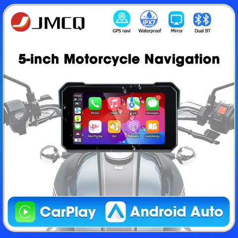5 "รถจักรยานยนต์แบบพกพานําทาง GPS Wireless Carplay และ Android Auto Moto Monitor IPX7 จอแสดงผลกันน้ํา Dual Bluetooth 5.0