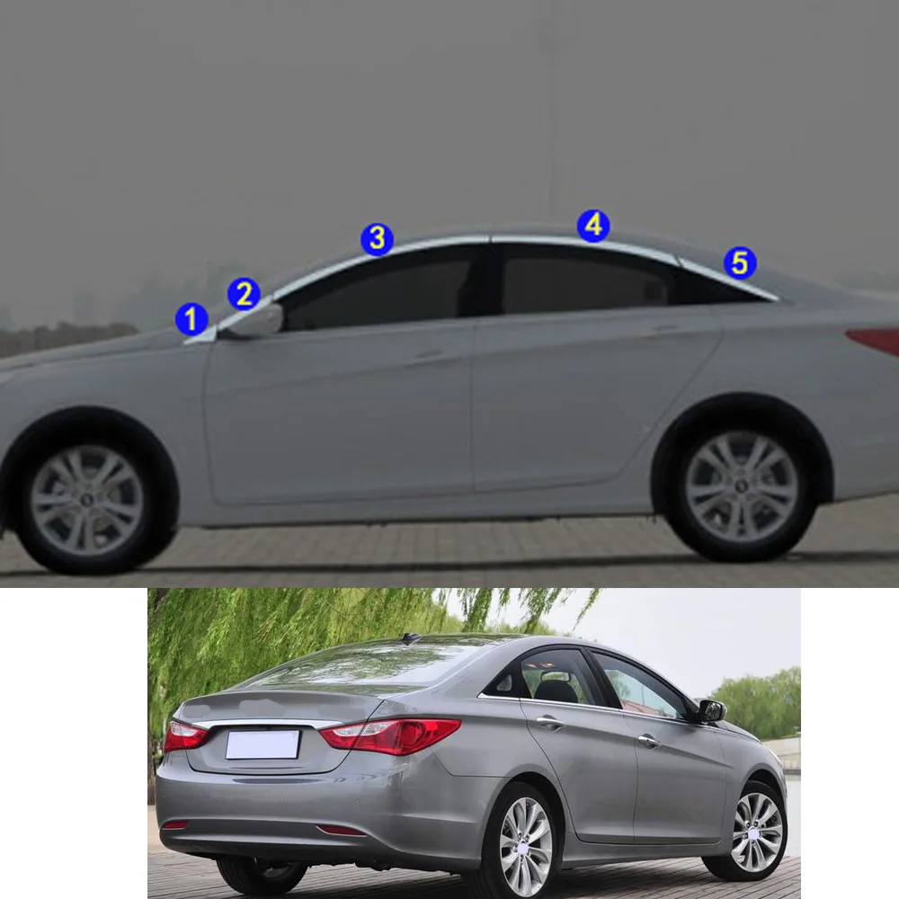 

For Hyundai Sonata 8th 2010 2011 2012 2013 2014 Car Styling Sticker Garnish Pillar Window Middle Strip Trim Frame Hoods Parts