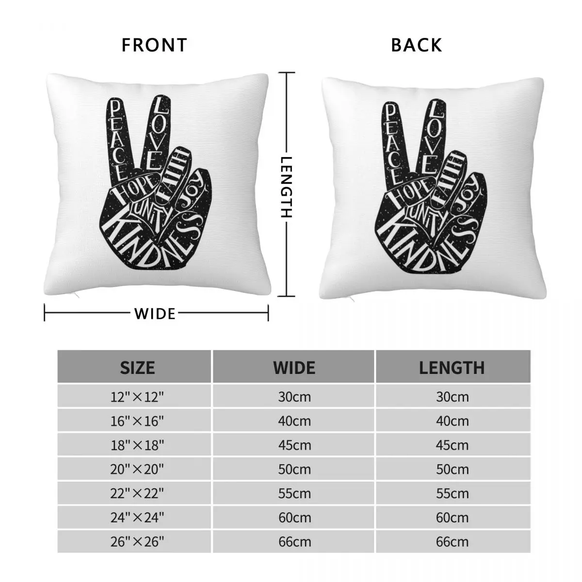 Peace Love Faith Joy Hope Square Pillowcase Polyester Linen Velvet Pattern Decor Pillow Case Home Cushion Cover Wholesale 45x45