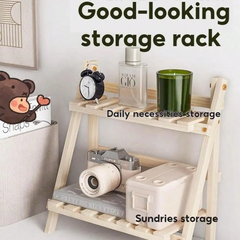 

Wooden Desktop Storage Rack, 1 Count Double Layer Desk Organizer, Desk Storage Shelf for Home Office, Winter Essentials