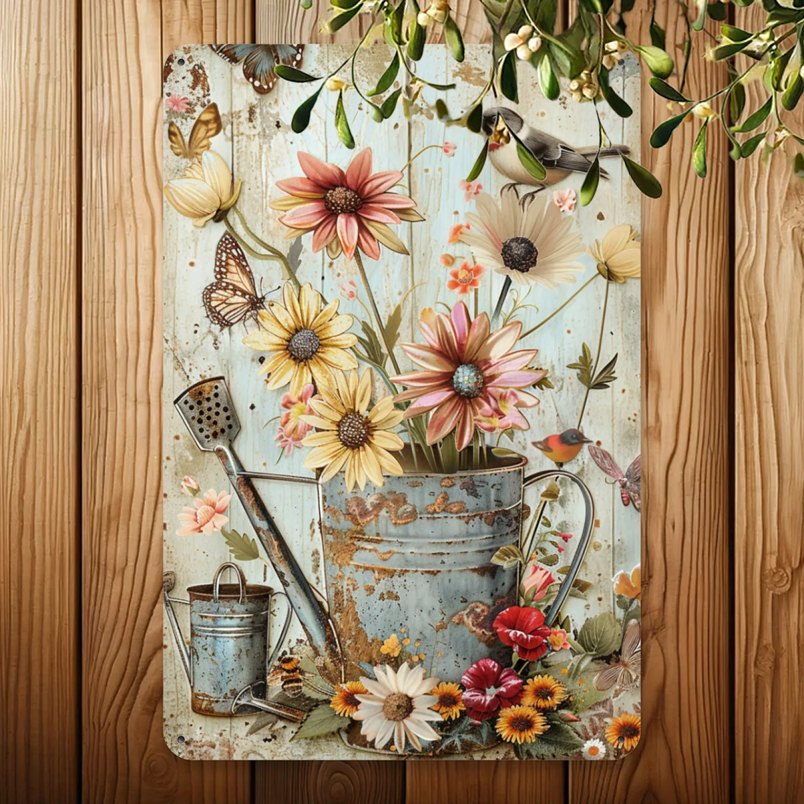 قطعة واحدة من لافتة القصدير المعدنية العتيقة ذات الأسطوانة الحديدية، مقاس 8 × 12 بوصة - متينة وقابلة لإعادة الاستخدام، ألوان مختلطة، سهلة التركيب، مثالية f #4