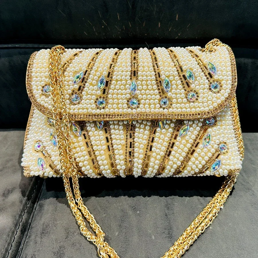 

Patchwork Rhinestones Bag for Women Summer Small Purses and Handbags Wallets Ladies Leather Chains Party Evening Shoulder Clutch