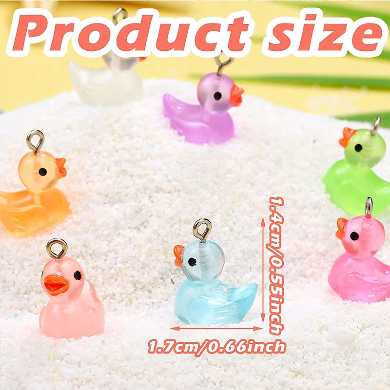 100Pcs Wholesale Small Luminous Duck Resin Charms DIY Cute Animals Earrings Bracelet Keychain Pendants Jewelry Making Accessory