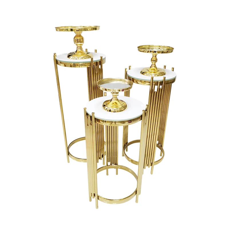 Modern gold 3-piece set D35cm round wrought iron cake stand set, premium decorations for wedding and dessert tables