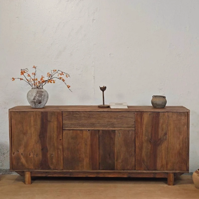 

Wabi-Sabi Style Vintage Sideboard Cabinet Solid Wood Storage Tea Cabinet Japanese Style