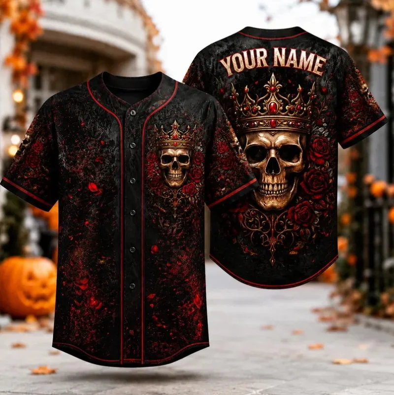 Custom Name Number Halloween Baseball Jersey Cute Ghost Black Cat Pumpkin Orange Striped Men Short Sleeve Party Team Shirt