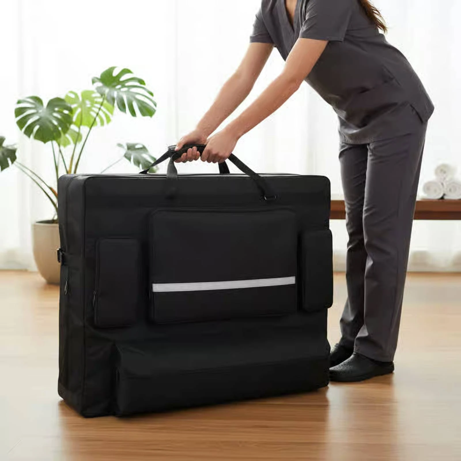 Massage Table Carrying Bag Thickened Material Folding Massage Table Bag Carrier Side Pockets Health Care Storage Portable