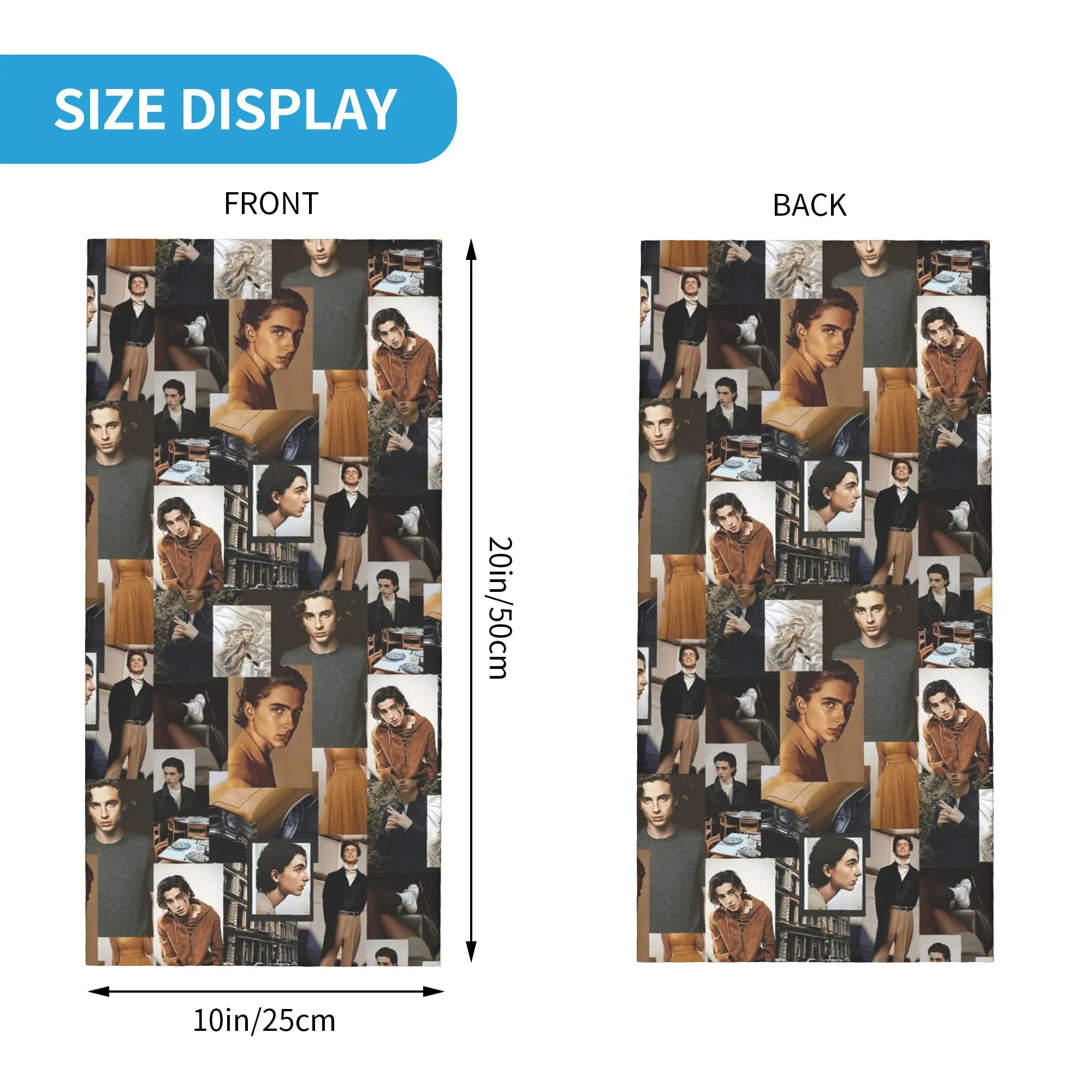 Timothee Chalamet Collage Bandana Neck Gaiter Printed Wrap Scarf Face Mask Outdoor Sports for Men Women Adult Breathable