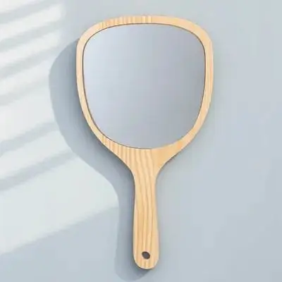 Miroir de voyage créatif pour femmes, Portable, poignée en bois, miroir de maquillage, outil cadeau pratique à la mode