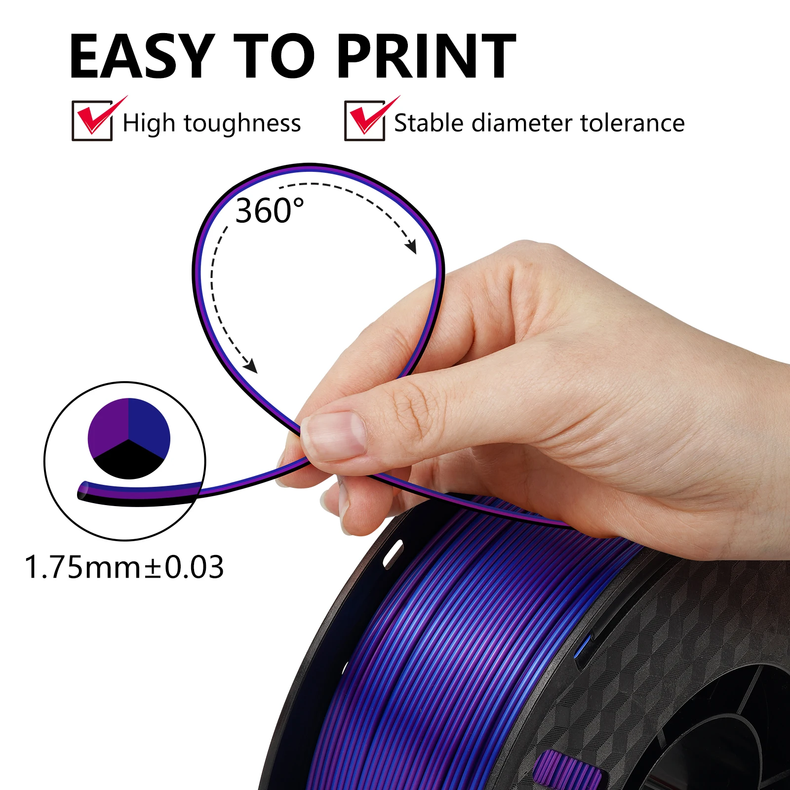 Imagem -03 - Kingroon Tricolor Seda Pla Filamento Pacote de Vácuo sem Bolha Faça Você Mesmo Material de Impressão 3d para Fdm 3kg 175 mm Alta Qualidade