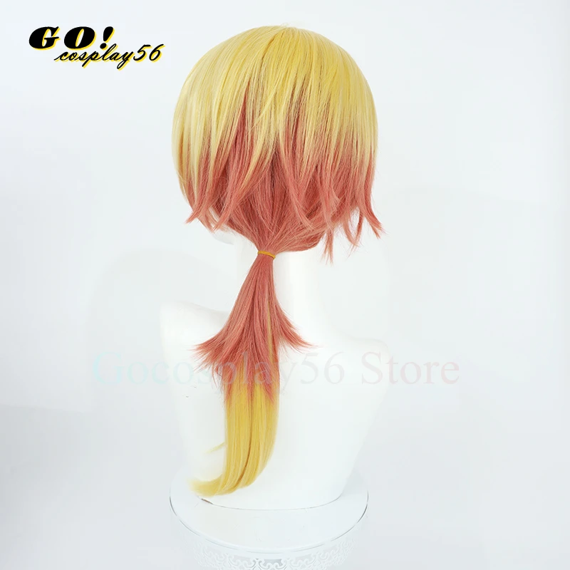 SEKAI Tenma Tsukasa Cosplay Wig Female Version Mixed Yellow Orange Long Ponytail Heat Resistant Hair Halloween Women Role Play